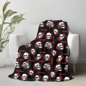 Gepersonaliseerde naam Gothic Skull & Rozen Hallow Fleece Deken