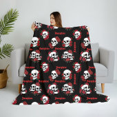 Gepersonaliseerde naam Gothic Skull & Rozen Hallow Fleece Deken