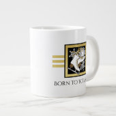 Gepersonaliseerde naam Goud Zwart Wit Schaatsen Grote Koffiekop (Voorkant rechts)