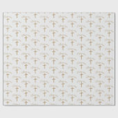 Gepersonaliseerde naam Gouden Kruis doopsel Cadeaupapier (Vlak)