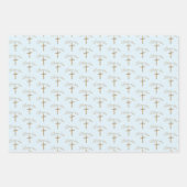 Gepersonaliseerde naam Gouden Kruis doopsel Inpakpapier Vel (Voorkant 3)