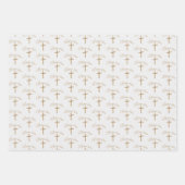 Gepersonaliseerde naam Gouden Kruis doopsel Inpakpapier Vel (Voorkant)