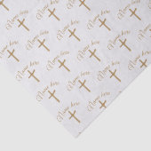 Gepersonaliseerde naam Gouden Kruis doopsel Tissuepapier (Detail)