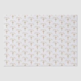 Gepersonaliseerde naam Gouden Kruis doopsel Tissuepapier