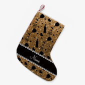 Gepersonaliseerde naam goudglitterfles kleine kerstsok (Voorkant (Hangend))