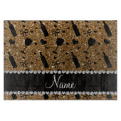 Gepersonaliseerde naam goudglitterfles snijplank (Voorkant)