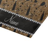 Gepersonaliseerde naam goudglitterfles snijplank (Hoek)