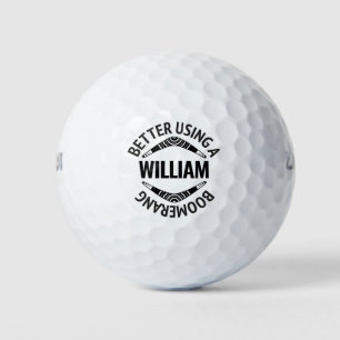 Gepersonaliseerde naam grappige boemerang boodscha golfballen