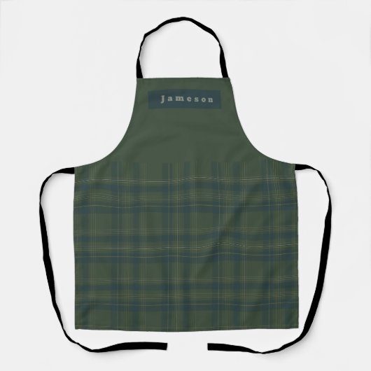 Gepersonaliseerde naam Green Buffalo Tartan Plaid Schort (Voorkant)