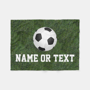 Gepersonaliseerde naam Green Grass Soccer Boys Fleece Deken