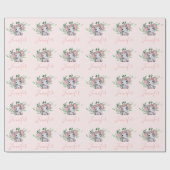 Gepersonaliseerde naam Greenery Elephant Baby Girl Cadeaupapier (Vlak)