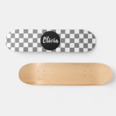 Gepersonaliseerde Naam grijs en wit Checkerboard Persoonlijk Skateboard (Horizontaal)