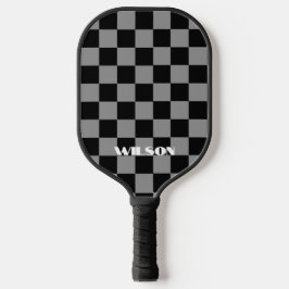 gepersonaliseerde naam grijs en zwart geruit  pickleball paddle