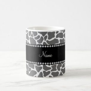 Gepersonaliseerde naam grijze giraffe patroon koffiemok
