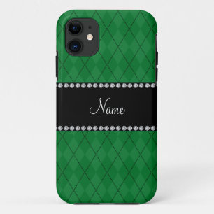 Gepersonaliseerde naam Groen arsenicumpatroon Case-Mate iPhone Case