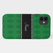 Gepersonaliseerde naam Groen arsenicumpatroon Case-Mate iPhone Case (Achterkant (horizontaal))