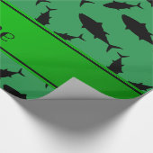 Gepersonaliseerde naam groen blauwvintonijnpatroon cadeaupapier (Hoek)