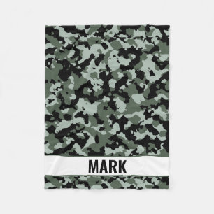 Gepersonaliseerde naam Groen Camouflage Patroon Fleece Deken