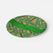 Gepersonaliseerde naam groen hamburgerpatroon papieren bordje (Gekanteld)