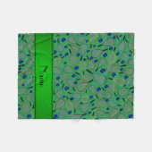 Gepersonaliseerde naam groen racquetbalpatroon fleece deken (Voorkant (Horizontaal))