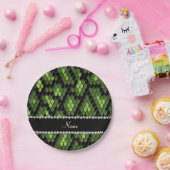 Gepersonaliseerde naam groen slangenhuidpatroon papieren bordje (Feest)