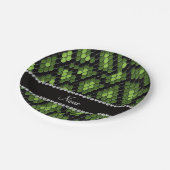 Gepersonaliseerde naam groen slangenhuidpatroon papieren bordje (Gekanteld)