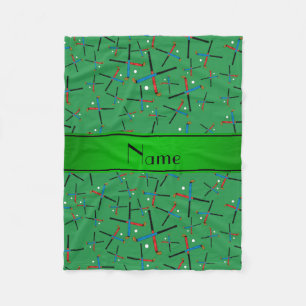 Gepersonaliseerde naam groen veld hockey patroon fleece deken