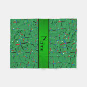 Gepersonaliseerde naam groen veld hockey patroon fleece deken (Voorkant (Horizontaal))