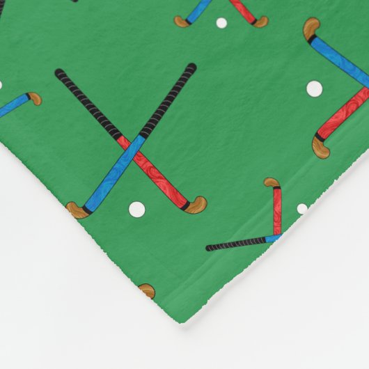 Gepersonaliseerde naam groen veld hockey patroon fleece deken (Hoek)
