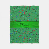 Gepersonaliseerde naam groen veld hockey patroon fleece deken (Voorkant)