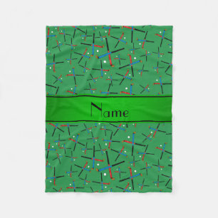 Gepersonaliseerde naam groen veld hockey patroon fleece deken