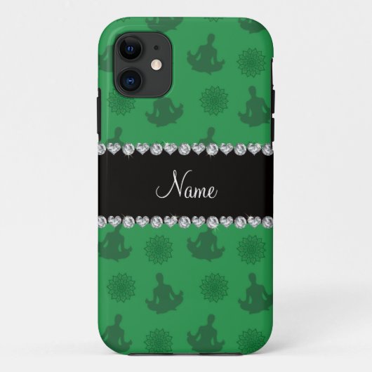 Gepersonaliseerde naam groen yoga-patroon Case-Mate iPhone case (Achterkant)
