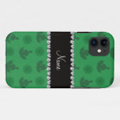 Gepersonaliseerde naam groen yoga-patroon Case-Mate iPhone case (Achterkant (horizontaal))