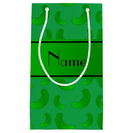 Gepersonaliseerde naam groene augurken klein cadeauzakje (Voorkant)