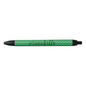 Gepersonaliseerde naam, groene Chevron Zig Zag Zwarte Inkt Pen (Voorkant)