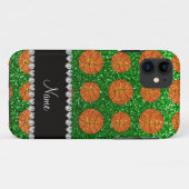 Gepersonaliseerde naam groene glitter basketballen Case-Mate iPhone case (Achterkant (horizontaal))