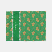 Gepersonaliseerde naam groene gouden harten mam li fleece deken (Voorkant (Horizontaal))