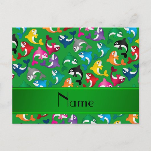 Gepersonaliseerde naam groene regenboogkillerwalvi briefkaart (Voorkant)