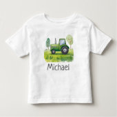 Gepersonaliseerde Naam Groene Tractor Boerderij Wa Kinder Shirts (Voorkant)