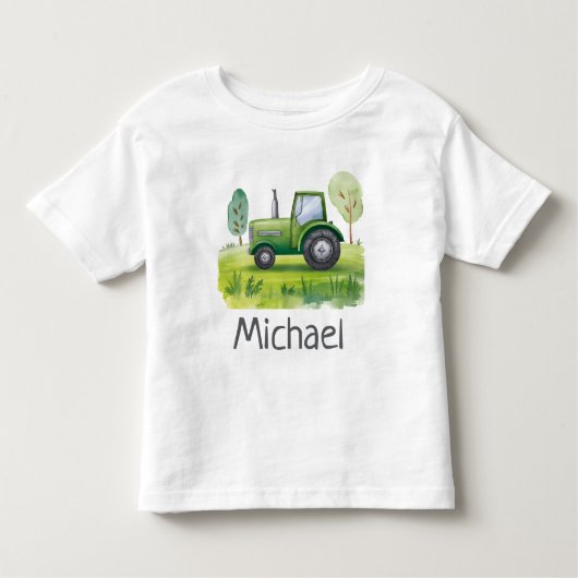 Gepersonaliseerde Naam Groene Tractor Boerderij Wa Kinder Shirts (Voorkant)