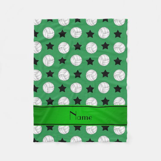 Gepersonaliseerde naam groene volleybalzwarte ster fleece deken (Voorkant)