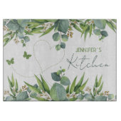 Gepersonaliseerde naam Groene Waterverf Bladeren Snijplank (Voorkant)