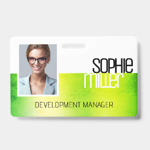 Gepersonaliseerde naam Groene Waterverf Ombre Tren Badge