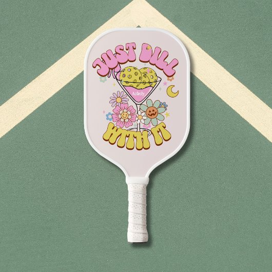 Gepersonaliseerde naam Groovy Retro Mom Pickleball Paddle