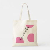 Gepersonaliseerde naam Grote roze stippen Tote Bag (Achterkant)