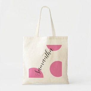 Gepersonaliseerde naam Grote roze stippen Tote Bag