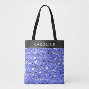 Gepersonaliseerde naam Halloween Paarse Mad Scient Tote Bag