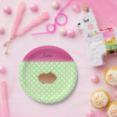 Gepersonaliseerde naam hamster groene witte stippe papieren bordje (Feest)