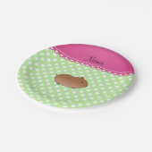 Gepersonaliseerde naam hamster groene witte stippe papieren bordje (Gekanteld)