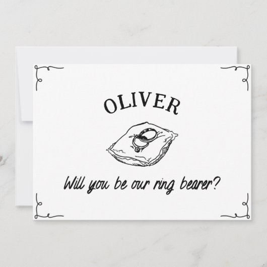 Gepersonaliseerde Naam Hand getrokken Ring Drager Kaart (Voorkant)